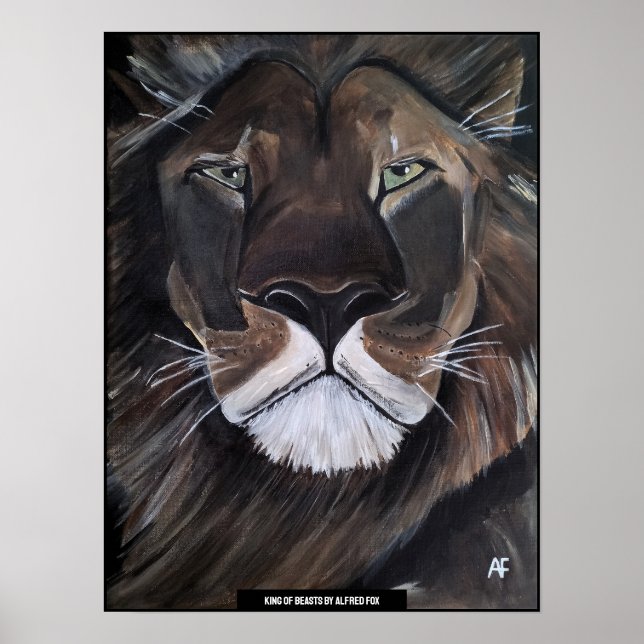 Affiche Roi des Bêtes Peinture d'Alfred Fox (Devant)