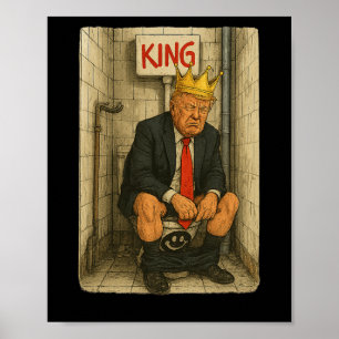 Affiche Roi du Trône de Toilette – Œuvre satirique sur Tru
