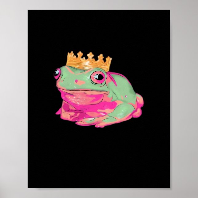 Affiche Roi Grenouille Funky Mème Style Classique (Devant)