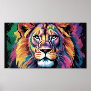 Affiche Roi Lion Cosmique - Chef-d'œuvre de faune psychédé
