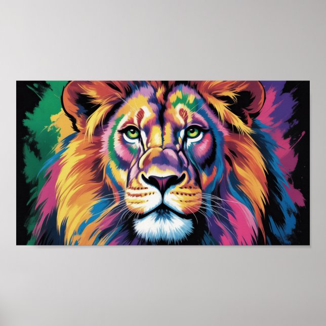 Affiche Roi Lion Cosmique - Chef-d'œuvre de faune psychédé (Devant)