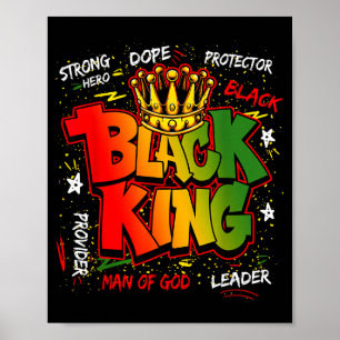 Affiche Roi Noir Homme De Dieu Héros Fort Histoire Noire M