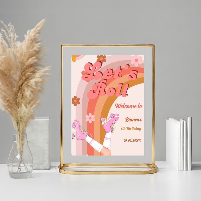 Affiche Roll Retro Super Roller Skate Anniversaire Partie (Créateur téléchargé)