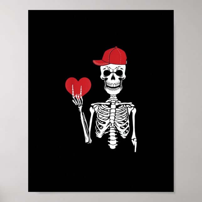 Affiche Roll Skeleton Mains Coeur Valentines Jour Crâne (Devant)