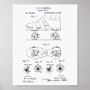 Affiche Roller Skate 1879 Livre blanc sur l'art des brevet