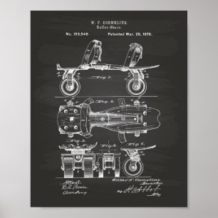 Affiche Roller Skate 1879 Patent Art Chalkboard