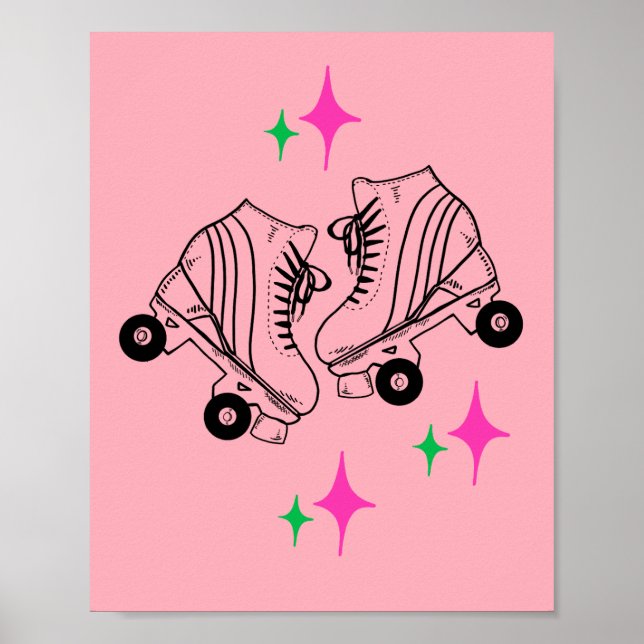 Affiche Roller Skates Derby Patinage rose (Devant)