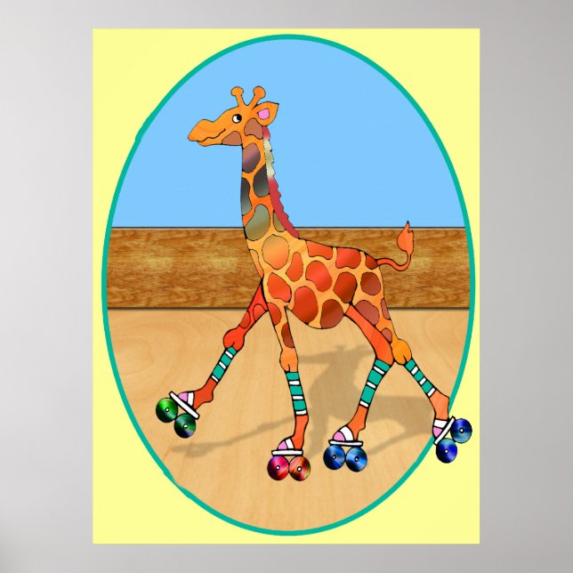 Affiche Roller Skating Giraffe à la patinoire (Devant)