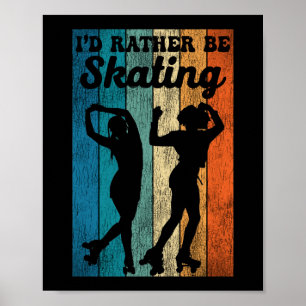 Affiche Roller Skating Je Préférerais Patiner 1970S Retr