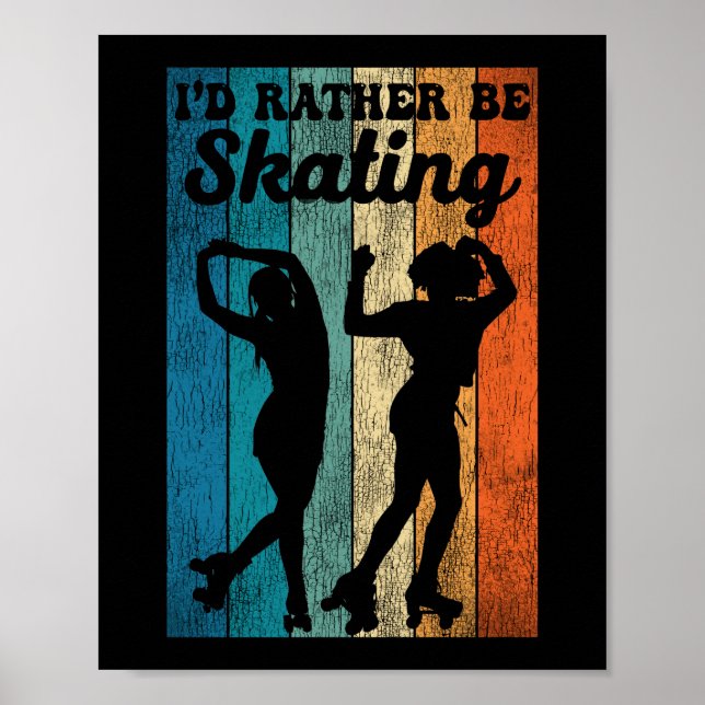 Affiche Roller Skating Je Préférerais Patiner 1970S Retro (Devant)