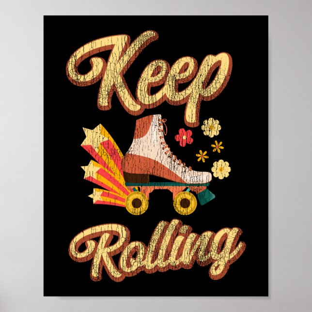 Affiche Roller Skating Keep Rolling 1970S Retro Vintage (Devant)