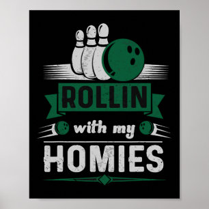 Affiche Rollin Avec Mes Hommes Retro Bowling 1