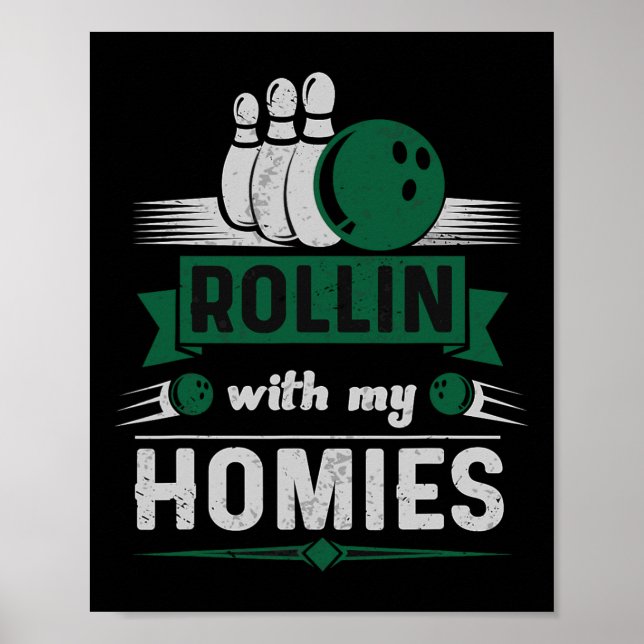 Affiche Rollin Avec Mes Hommes Retro Bowling 1 (Devant)