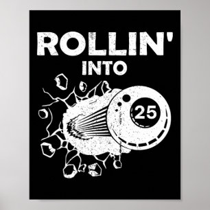 Affiche Rollin Into 25 Billiards 25th Birthday Flaming Bil