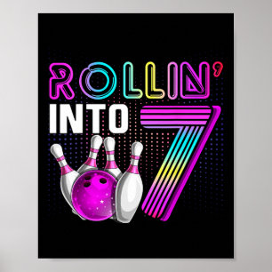 Affiche Rollin Into 7 Bowling Anniversaire fête 7e Anniver