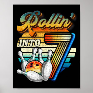 Affiche Rollin Into 7 Bowling Anniversaire fête 7e Anniver