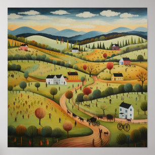 Affiche Rolling Hills American Folk Art