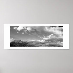 Affiche Rolling Hills Panoramic Black and White Photo