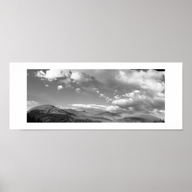 Affiche Rolling Hills Panoramic Black and White Photo (Devant)