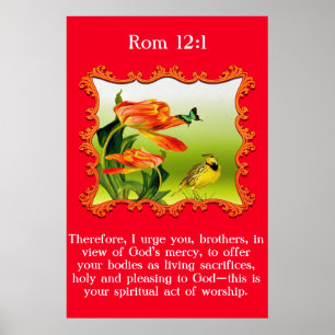 Affiche Rom 12:1 Canari jaune et noir mockingbird