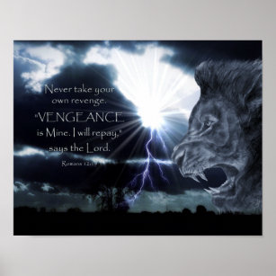 Affiche Romains 12:19 VENGEANCE   Lion et éclair