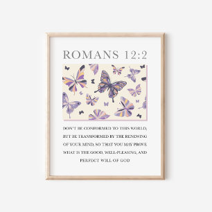 Affiche Romains 12:2 Art religieux chrétien papillon