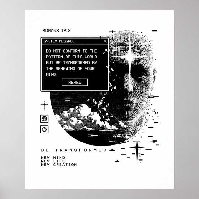 Affiche Romains 12:2 Renouveler Votre Système de Message M (Devant)