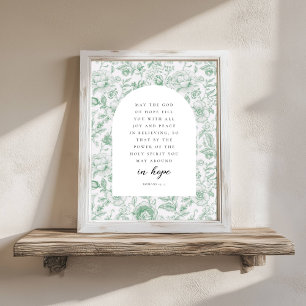 Affiche Romains 15:13 Arch Green Chinoiserie Verset Bibliq