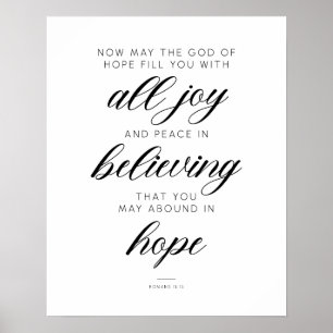 Affiche Romains 15:13 Que le Dieu de l'espérance vous remp