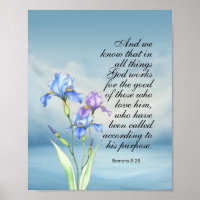 Romains 8:28 Aquarelle Iris 