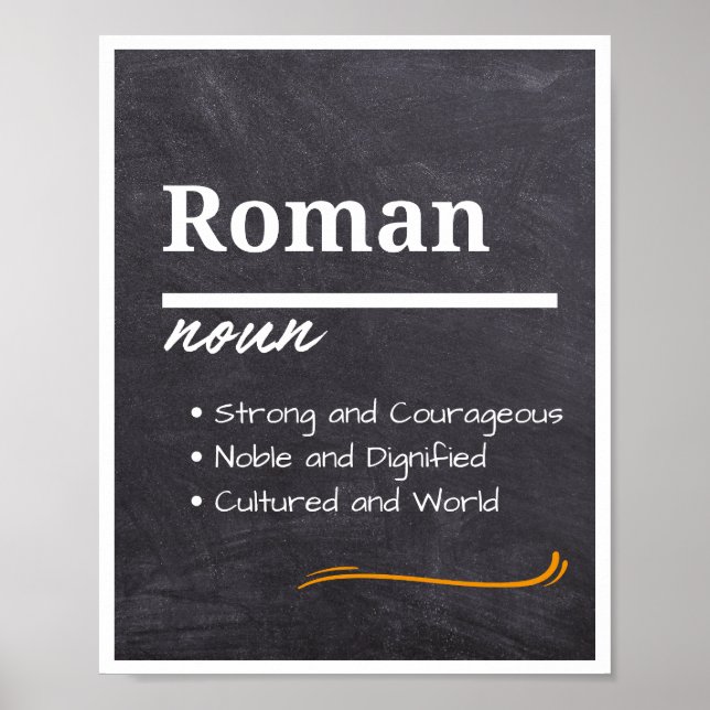 Affiche Roman, Garçon Définition de nom personnalisé (Devant)