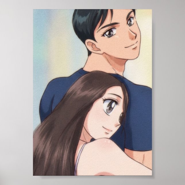 Affiche Romance d'anime rétro : Douce étreinte (Devant)