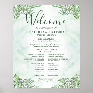 Affiche Romance Greenery Mariage Ceremony Program Board