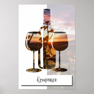 Affiche Romance - Vin pour deux au coucher du soleil