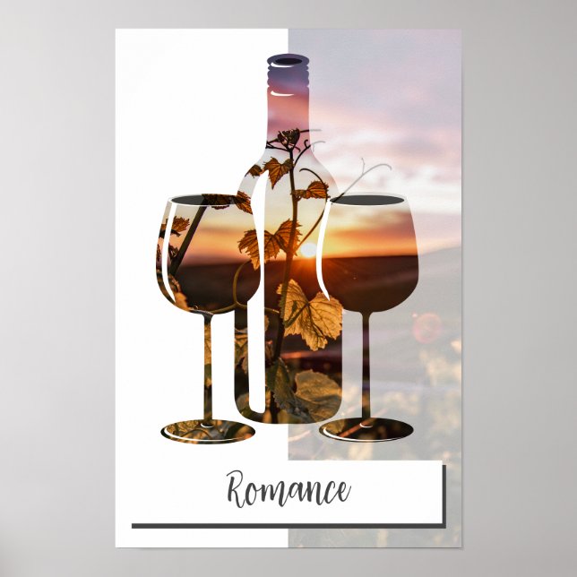 Affiche Romance - Vin pour deux au coucher du soleil (Devant)