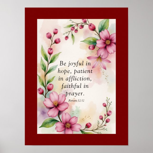 Affiche Romans 12:12 Custom Bible Verse (Devant)