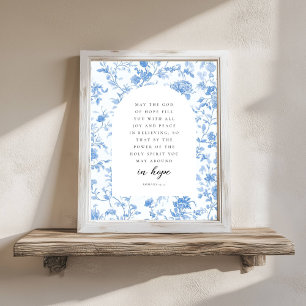Affiche Romans 15:13 Bleu Arch Toile de Jouy Verset Bibliq