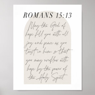 Affiche Romans 15:13 Mini Boho Arc Beige Script