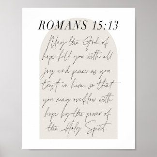 Affiche Romans 15:13 Mini Boho Arc Beige Script