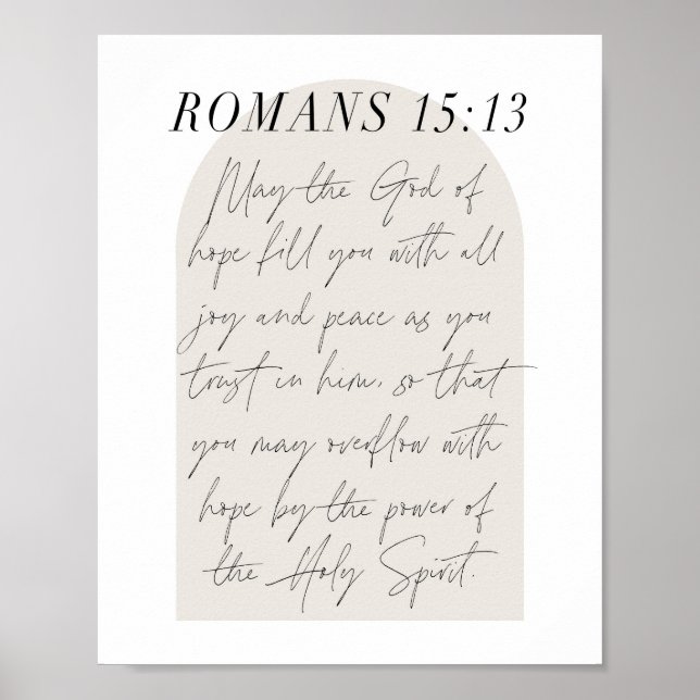 Affiche Romans 15:13 Mini Boho Arc Beige Script (Devant)