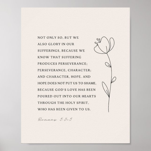 Affiche Romans 5:3-5 Bible Verse (Devant)