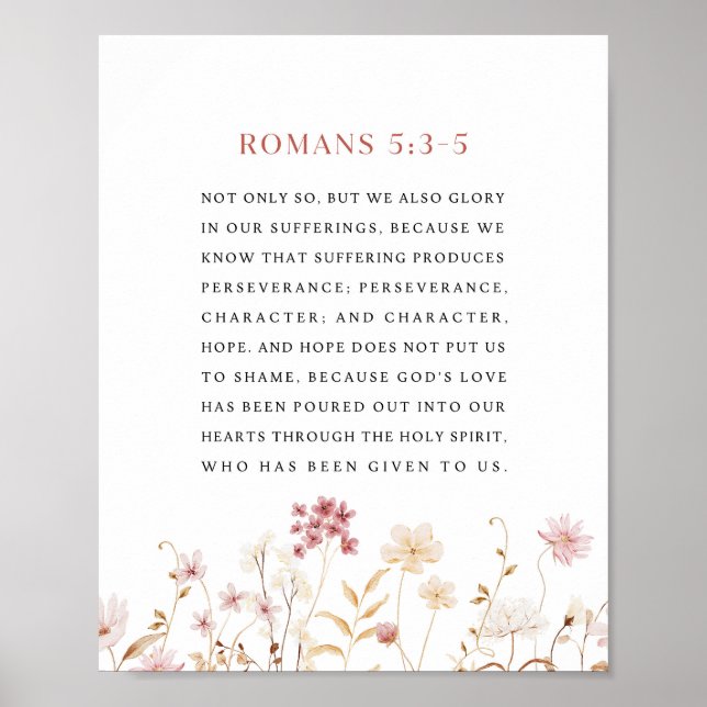Affiche Romans 5:3-5 Floral Bible Verse (Devant)