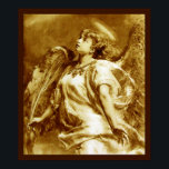 AFFICHE ROMANTIC ANGEL WITH FEATHER IN BROWN SEPIA,WHITE<br><div class="desc">Elegant,  artistic and classic design rielaborated from 18 th Century painting.</div>