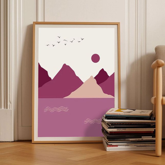 Affiche Romantic Berry Abstract Art Mountains Sunset Emoti (Créateur téléchargé)