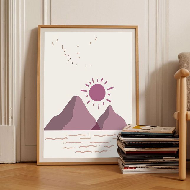 Affiche Romantic Berry Abstract Art Sunset Mountains Wall  (Créateur téléchargé)