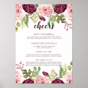 Affiche Romantic Blooms Wedding Bar Menu