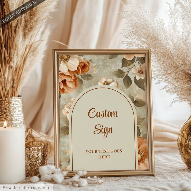 Affiche Romantic Boho Terracotta Sage Green Personalized  (Romantic Boho Terracotta Sage Green Personalized Sign)