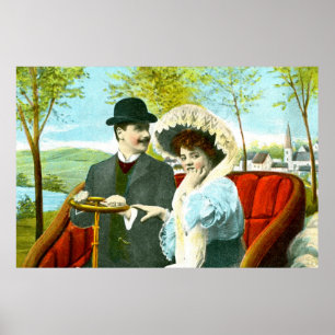 Affiche Romantic couple in a vintage scene