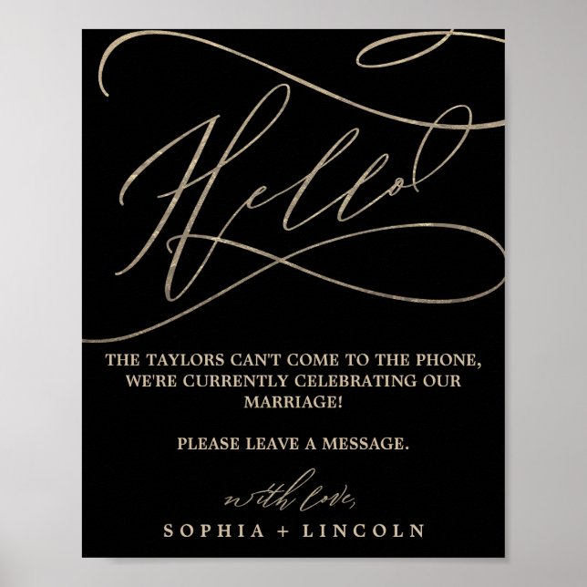 Affiche Romantic Gold Calligraphy Black Audio Guestbook (Devant)