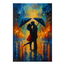 Romantic Kiss in the Rain